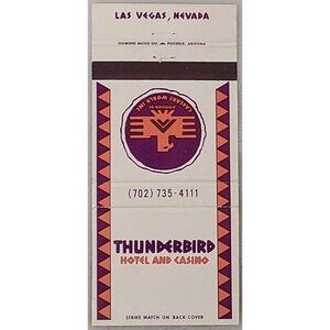 Vintage Matchbook Cover Thunderbird Hotel Casino Las Vegas Nevada NV